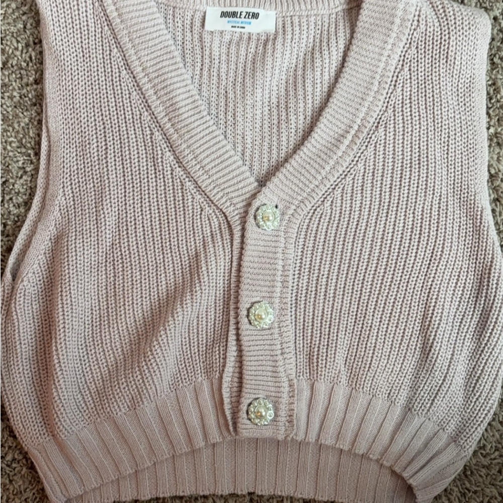 Double Zero Pink Knit Sweater Vest